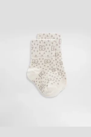 Dolce & Gabbana Polka-dot Jacquard Knit Socks With Dg Logo - Femme Accessoires Et Porte-bébé I