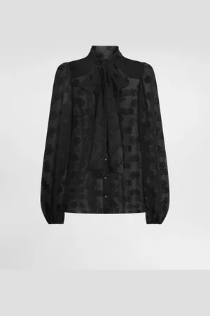 Dolce & Gabbana Silk Shirt With Dévoré Dg Logo - Femme Tops Et Chemisiers Noir 40