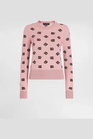 Dolce & Gabbana Wool And Silk Jacquard Sweater With Contrasting Dg Logo - Femme Pulls 44