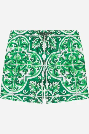Dolce & Gabbana Boxer De Bain En Nylon À Majoliques Vertes - Homme Mode De Plage 2