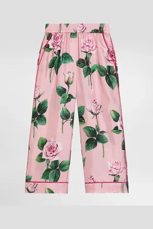 Dolce & Gabbana Pantalon De Pyjama En Sergé À Roses - Femme Pantalons Et Jupes 2 Years