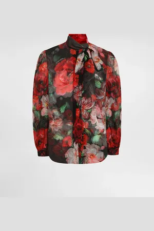 Dolce & Gabbana Chemise En Mousseline Avec Nœud Et Fleurs - Femme Tops Et Chemisiers 38