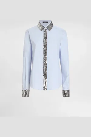 Dolce & Gabbana Chemise En Popeline De Coton Avec Détails Pailletés - Femme Tops Et Chemisiers Coton 40