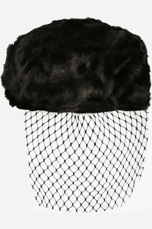 Dolce & Gabbana Casquette Plate En Chèvre Avec Voile - Femme Bonnets Et Gants 58