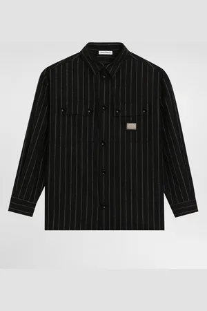 Dolce & Gabbana Chemise En Laine Avec Rayures Tennis Et Plaquette À Logo - Homme Chemises Laine 3 Years
