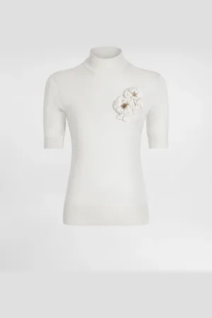 Dolce & Gabbana Pull En Soie Avec Broche Fleur - Femme Pulls 36