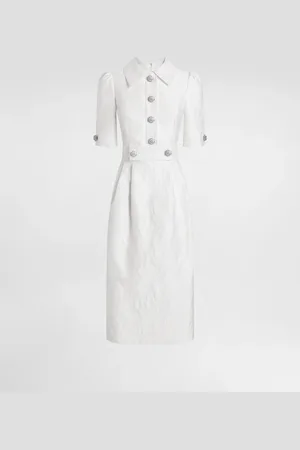 Dolce & Gabbana Floral Jacquard Dress - Femme Robes Blanc 38