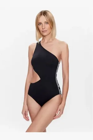 Mk Logo Elastic Cut Out One Shoulder Onepiece 8