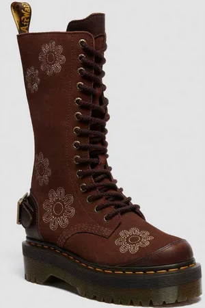 Dr. Martens Cuir Boots Plateformes 1B99 Dunnet Flower en Daim Chaussures en