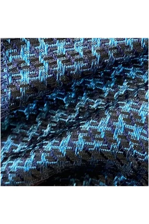 DRAEGER PARIS 1886 Cravate à motif pied de poule turquoise et noir