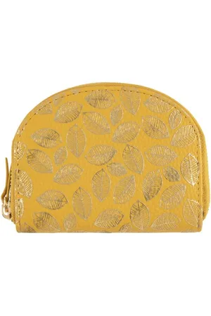 DRAEGER PARIS 1886 Porte-monnaie - feuilles dorées - jaune moutarde