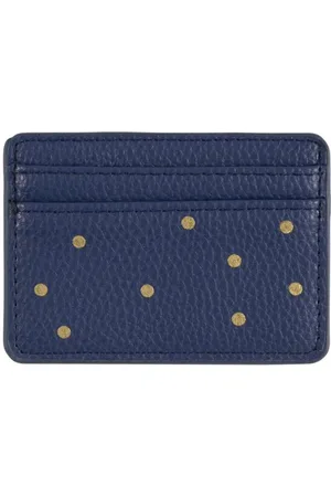 DRAEGER PARIS 1886 Porte-cartes pois dorés - bleu marine