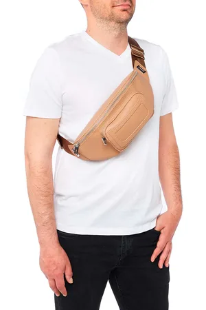 DRAEGER PARIS 1886 Banane double poche zippée - 4 coloris - 100% cuir - Homme - Sangle ajustable