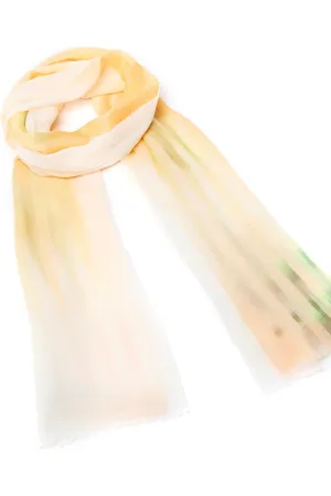 DRAEGER PARIS 1886 Grande étole femme - Imprimé pivoines - Jaune - 70x180 cm