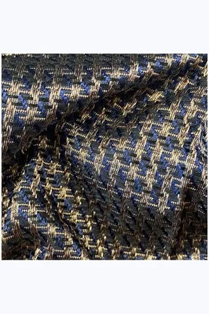 DRAEGER PARIS 1886 Cravate à motif pied de poule beige et bleu marine