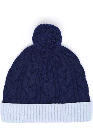 DRAEGER PARIS 1886 Bonnet Bicolore Avec Pompon - Bleu Ciel et marine