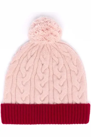 DRAEGER PARIS 1886 Bonnet Bicolore Avec Pompon - Nude et Bordeaux