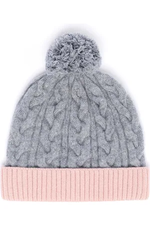 DRAEGER PARIS 1886 Bonnet Bicolore Avec Pompon - Gris et Nude