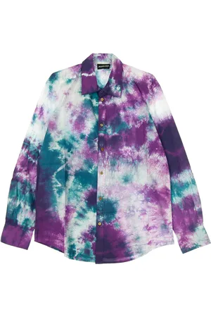 MAUNA KEA Chemise a manches longues pour hommes Chemise tie-dye multicolore