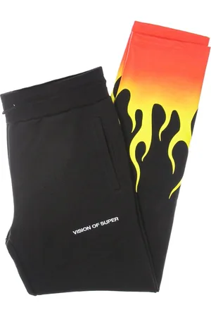 Vision Of Super Pantalon de survetement leger pour hommes Pantalon de flammes ombrees rouges
