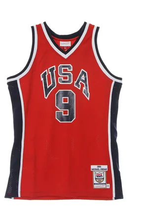 Mitchell & Ness Debardeur de basket-ball pour hommes, maillot authentique de la NBA, Hardwood Classics No 9, Michael Jordan 1984, equipe americaine