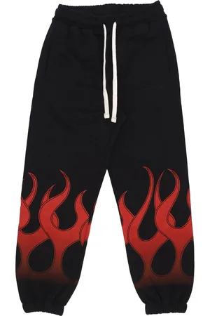 Vision Of Super Pantalon de survetement leger pour hommes Pantalon Flames Noir/rouge