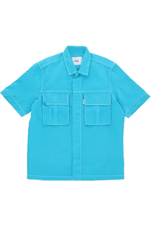 ARTE Peter Detail Pocket Twill Shirt Chemise a manches courtes pour hommes bleu lac