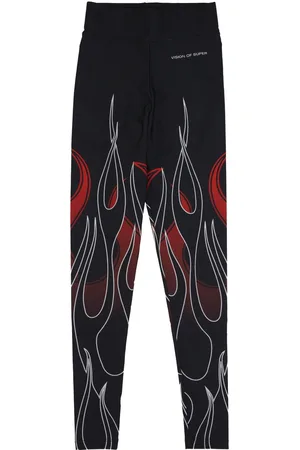 Vision Of Super Leggings Femme Double Flames Leggings Noir/rouge