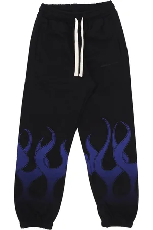Vision Of Super Pantalon de survetement leger pour hommes Pantalon Flames Noir/bleu