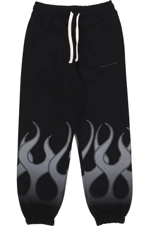 Vision Of Super Pantalon de survetement leger pour hommes Pantalon Flames Noir/gris