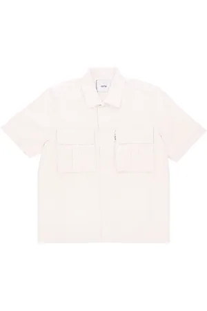 ARTE Peter Detail Pocket Twill Shirt Chemise a manches courtes pour hommes Creme