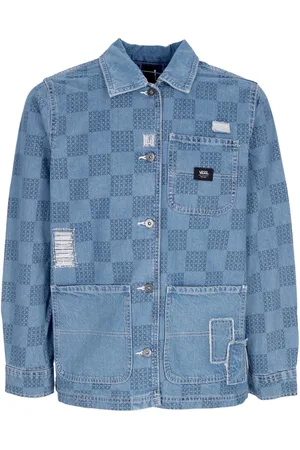 Vans Veste en Jean Femme Veste en Jean a Carreaux Reparee Veste Imprimee