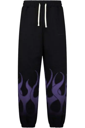Vision Of Super Pantalon de survetement leger pour hommes, pantalon Flames noir/violet
