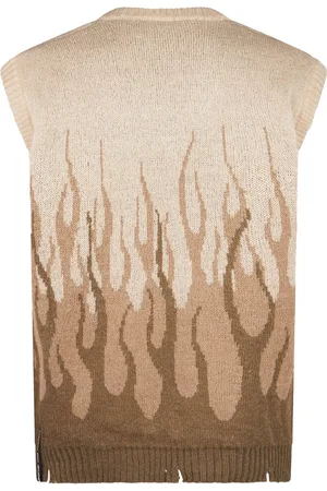 Vision Of Super Gilet sans manches en jacquard flammes pour homme
