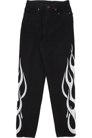 Vision Of Super Jeans pour hommes Flames Denim Pants Noir/blanc