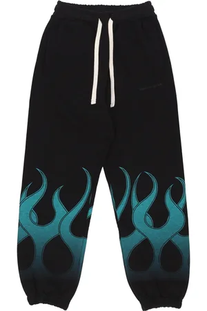 Vision Of Super Pantalon de survetement leger pour hommes Pantalon Flames Noir/vert