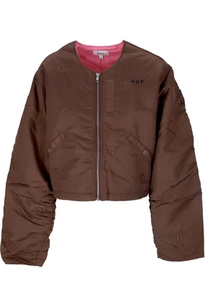 Huf Veste courte marron en satin Paisley pour femme
