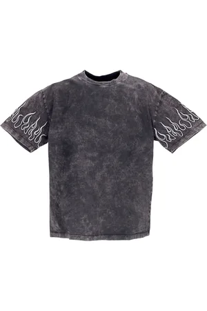 Vision Of Super Tee-shirt Flames Brodes T-Shirt Homme Gris/blanc