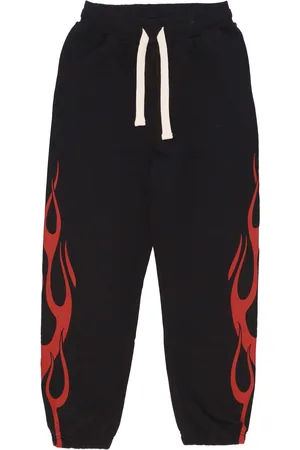 Vision Of Super Pantalon de survetement leger pour hommes Pantalon Flames Noir/rouge