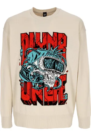DOLLY NOIRE Pull Homme Leger Party Hard Skull Sweater Beige Clair de Lune