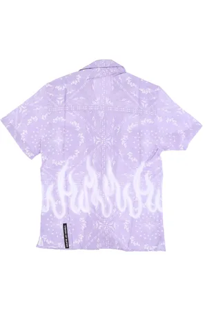 Vision Of Super Chemise a manches courtes pour hommes Spray Flames Bandana Shirt Lilas