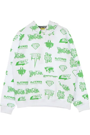 IUTER Horns Allover Hoodie Blanc Sweat a capuche leger pour hommes