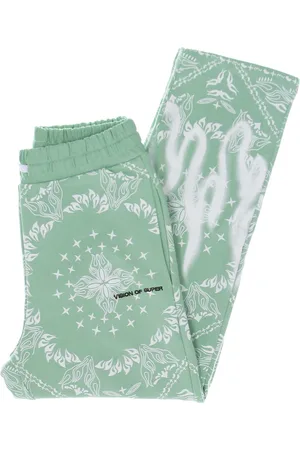 Vision Of Super Pantalon de survetement leger pour hommes, pantalon imprime bandana, vert