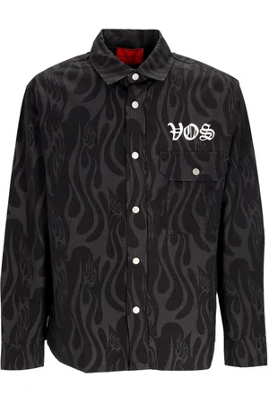 Vision Of Super Aop Flames Print Shirt Chemise a manches longues pour hommes Noir