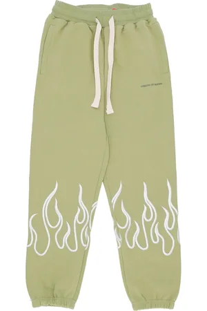 Vision Of Super Pantalon De Survetement Leger Pour Homme Pantalon Flamme Brode Vert