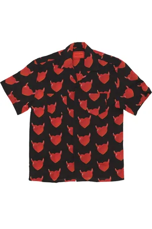 Vision Of Super Aop Hearts Shirt Chemise a manches courtes pour hommes noir/rouge