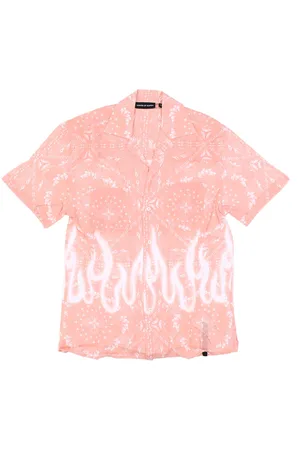 Vision Of Super Chemise a manches courtes pour hommes Spray Flames Bandana Shirt Rose