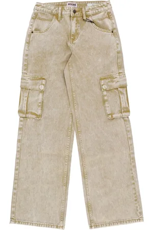 Guess Jeans Femme W Go Aged Pantalon Cargo Go Aged Blanc