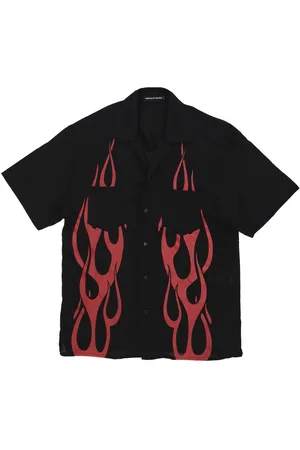 Vision Of Super Chemise a manches courtes pour hommes Flames Shirt Noir/rouge