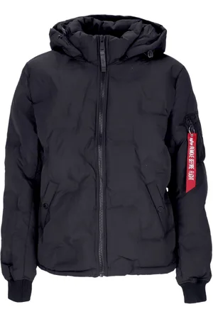 Alpha Industries Doudoune noire a capuche avec logo Puffer pour hommes